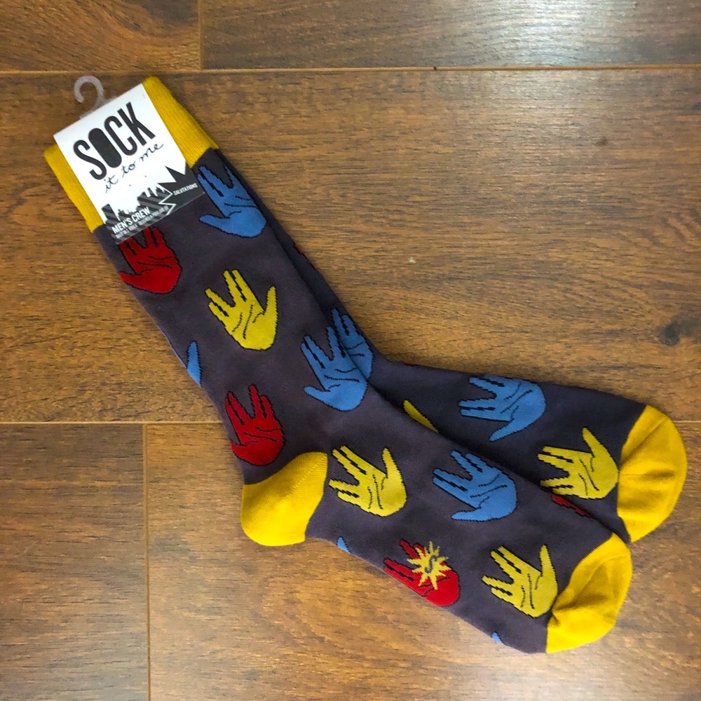 NWT Men's Crew Length Star Trek Live Long & Prosper Socks Retro Science Fiction